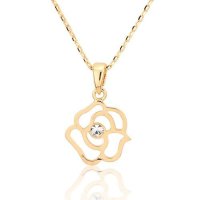 千寻海风(findwind)镂空玫瑰花施华洛世奇元素水晶项链短款情人节七夕节圣诞节新年礼物送女友送母亲节礼物