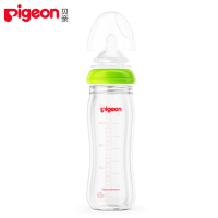 贝亲宽口径玻璃奶瓶新生儿婴儿防胀气240ml 送把手刷（M号奶嘴） AA70 绿色