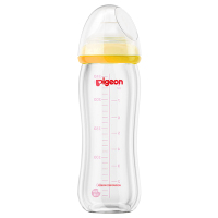贝亲自然实感宽口径玻璃奶瓶240ml配L奶嘴（黄色盖）AA92