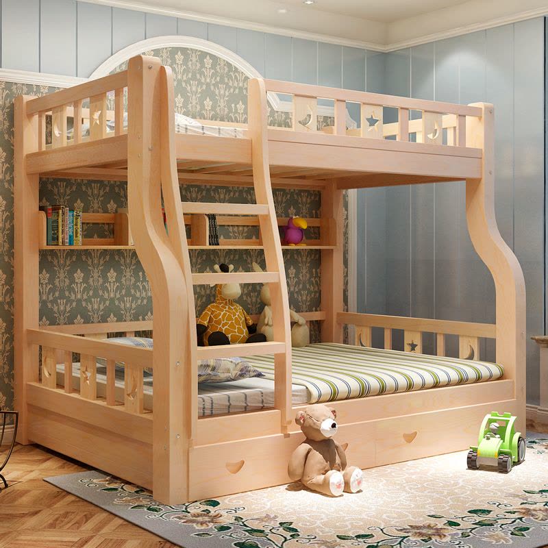 悦含儿童床实木床上下床子母床双层高低床松木两层上下铺 卧室家具组合成人母子床宿舍床图片