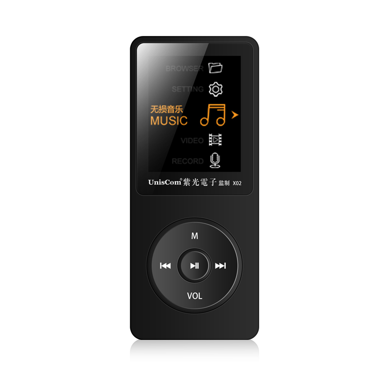 Unsicom x02 黑色8G外放版+32G卡 运动MP3无损音乐播放器MP4有屏电子书小说学生英语听力插卡便携随身听