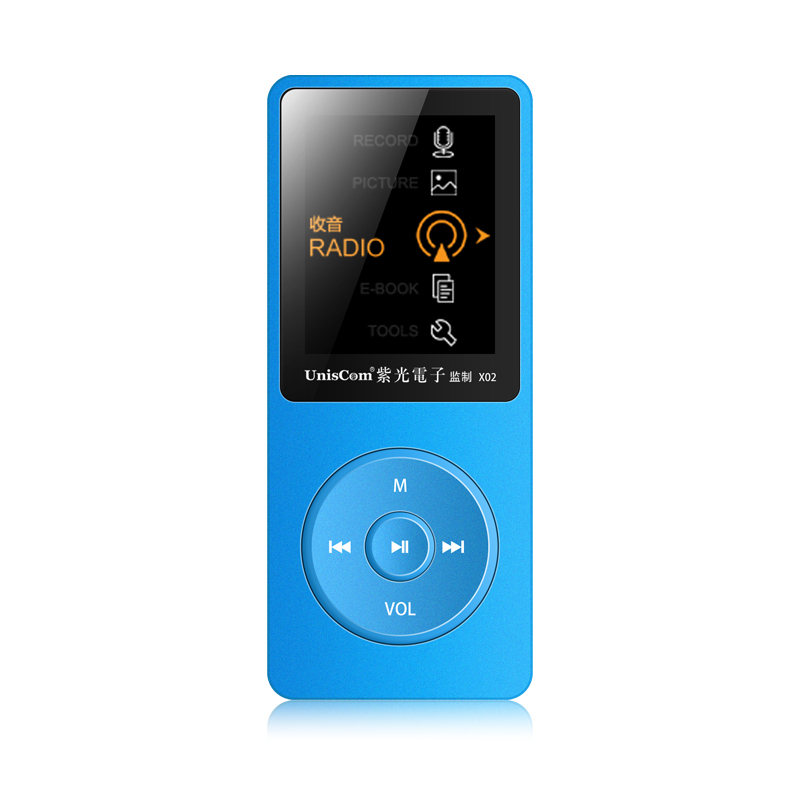 Unsicom x02 蓝色8G外放版+8G卡 运动MP3无损音乐播放器MP4有屏电子书小说学生英语听力插卡便携随身听