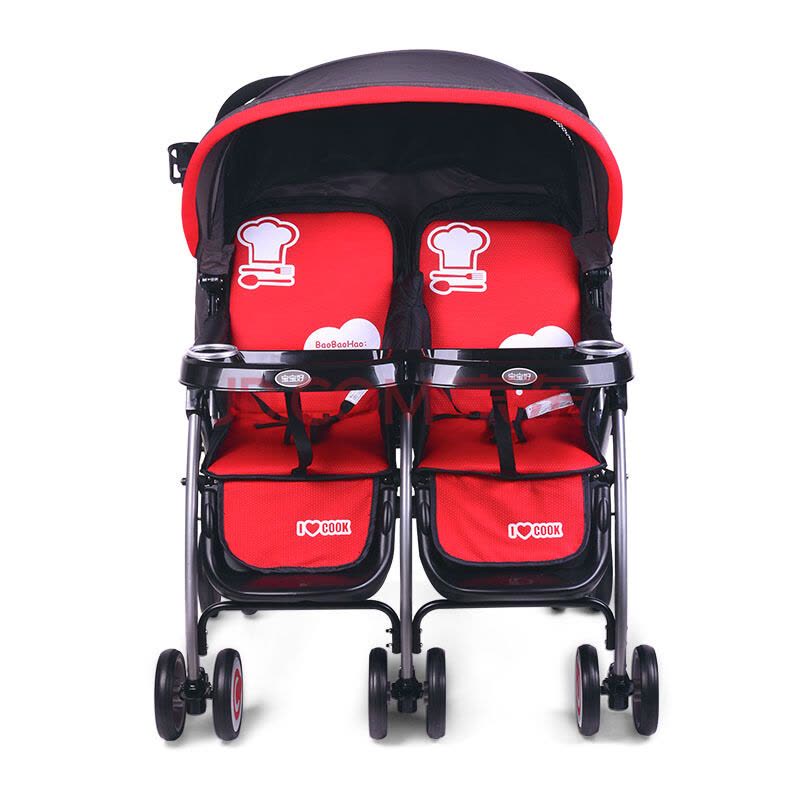 宝宝好双胞胎婴儿推车可折叠双人手推车703R 703A-308红色图片