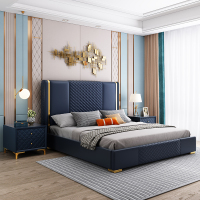梵宜 皮床 意式轻奢1.8米单双人床现代简约皮艺软床北欧风卧室家具901#