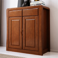 梵宜现代中式橡胶木实木2门3门鞋柜851#带抽屉鞋柜储物柜收纳柜