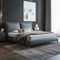 轻奢床1.5米家用储物真皮床1.8米双人床主卧室大床科技布软包婚床