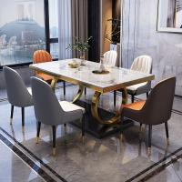 梵宜 意式极简岩板餐桌812椅组合家用饭桌现代简约轻奢大理石桌