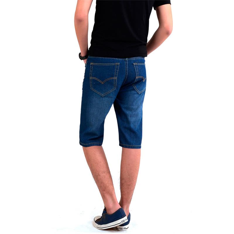 夏季薄款牛仔短裤男直筒修身中裤男士五分裤宽松大码图片
