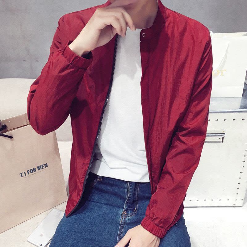 古仕卡特2020春新款男士外套青年男装休闲薄款纯色夹克青年潮韩版修身图片