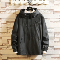 古什卡特秋季新日系男大码宽松套头连帽仿皮夹克外套潮