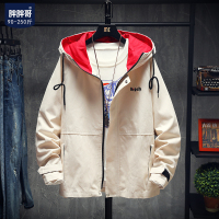 古仕卡特GUSSKATER春季新款休闲连帽常规工装夹克男士加肥大码胖子宽松外套韩版潮流男装