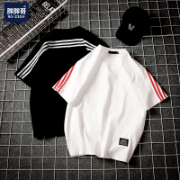 古仕卡特GUSSKATER 2019夏季条纹短袖T恤男士加肥大码宽松衣服韩版潮流男装胖子上衣