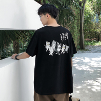 古仕卡特GUSSKATER 19/夏装 潮流港风小猫咪男式短袖T恤 学生校服半袖衫