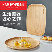 金灶木质托盘长方形实木茶具盘子圆形碟木制面包托水果餐盘茶托盘
