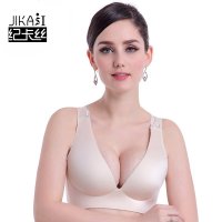 纪卡丝 无钢圈聚拢光面文胸蕾丝美背无痕一片式调整型女士内衣