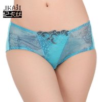 纪卡丝炫彩提臀刺绣粉色舒适透气平脚女士内裤