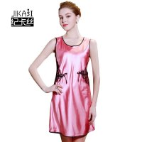 纪卡丝 家居服睡衣仿真丝七分裙式滴背心式女士睡衣