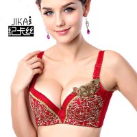 纪卡丝刺绣花朵薄杯文胸调整聚拢型厚薄可选内衣