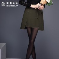 贝瑞英格2015秋冬新品通勤OL修身显瘦半裙重叠毛呢A字裙秋半身裙