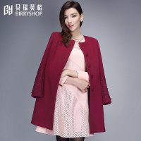 贝瑞英格2015秋冬季新品羊毛大码女装呢子大衣毛呢外套女中长款
