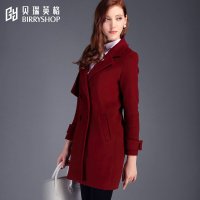 贝瑞英格2015秋冬通勤OL新品羊毛大码女装呢子外套毛呢大衣女