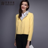 贝瑞英格2015秋冬新品通勤羊毛长袖保暖A字版毛呢短外套女秋