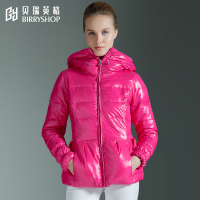 贝瑞英格冬季新品80白鹅绒女防风修身保暖女装连帽短款羽绒服加厚