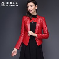 贝瑞英格2015新品女装秋冬外套修身显瘦绵羊皮上衣真皮皮衣女短款