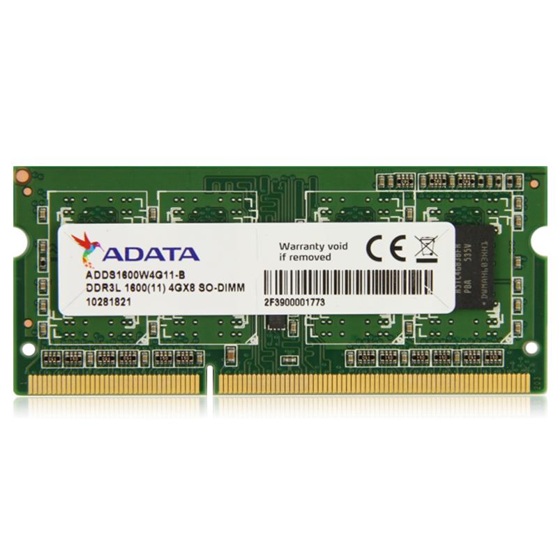 威刚(ADATA)笔记本内存条4G DDR3L 1600 低电压 兼容1333