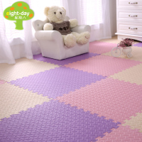 星期八儿童卧室拼图地板宝宝爬行垫60 60加厚拼接泡沫地垫榻榻米6片装（米色+粉色+紫色）