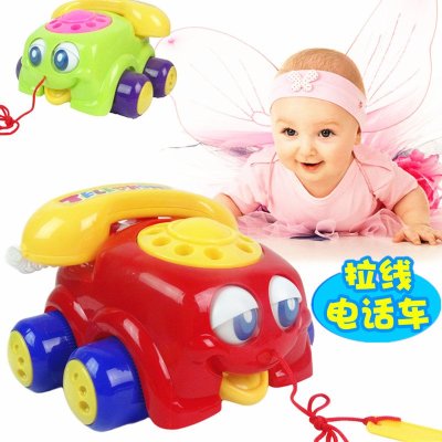 特☆超可爱益智玩具电话机 拖拉绳电话车 能大眼睛 拉线玩具0.3