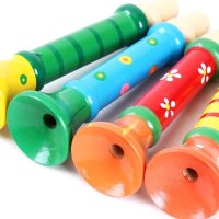 小皇帝 多彩木制小喇叭 有声玩具 儿童彩色益智乐器木制益智玩具