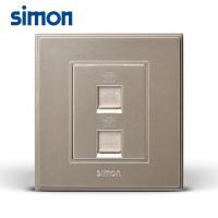 simon西蒙电气开关插座56C香槟金二位电话插座V55224-02双电话插