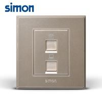 simon西蒙电气开关插座56C香槟色电话加电脑信息插座V55229-02