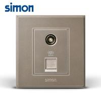 simon西蒙电气开关插座56C香槟色系列电视加电话插座V55301-02
