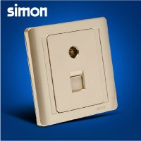 simon西蒙电气开关插座面板55系列香槟金色电视加电脑插座N55302S