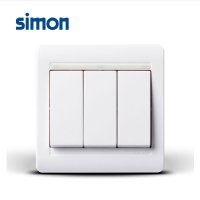 西蒙正品开关插座55系列雅白色三开单控开关三位单联N51031B
