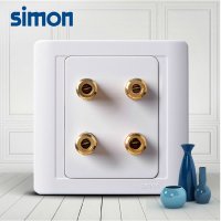 西蒙电气开关插座面板55系列两位四柱音响插座四孔插座N55402