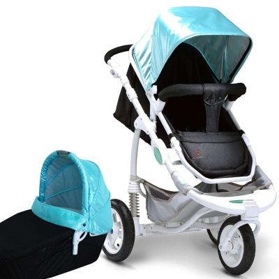 艾婴乐js51欧洲高景观铝合金避震充气三轮婴儿车 手推车童车睡蓝