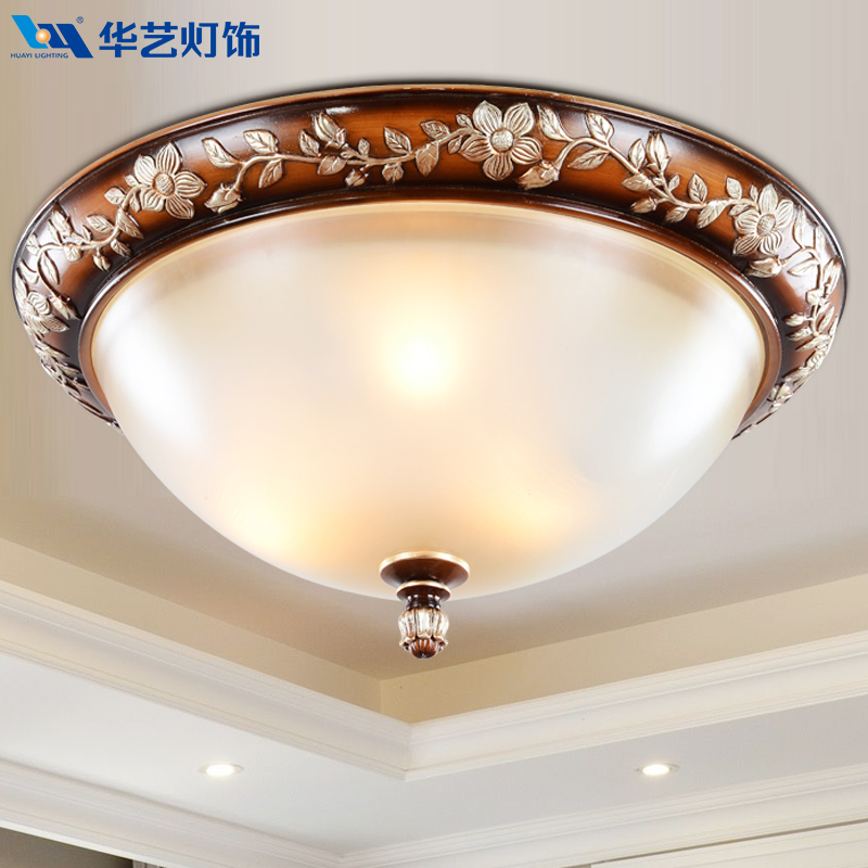 华艺灯饰艾克诗顿欧式树脂吸顶灯圆形卧室玄关阳台过道灯cf901415