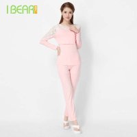 爱倍儿秋季长袖莫代尔拼色蕾丝哺乳衣月子服套装AD627