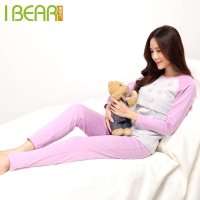 爱倍儿韩日风四季款刺绣小花棉拼色哺乳月子服产后家居服套装AA566