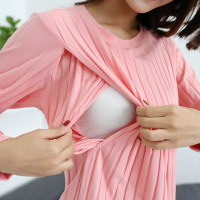 哺乳衣春秋外出时尚款潮妈喂奶秋衣上衣韩产后打底修身针织衫纯棉