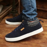 秋冬季反绒透气老北京布鞋男款运动休闲鞋韩版潮保暖系带板鞋