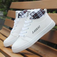 2015秋季透气白色板鞋学生高帮帆布鞋潮鞋韩版潮流男士休闲鞋男鞋子