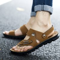 2016春夏季男士凉鞋2016新款沙滩鞋夹脚皮凉鞋罗马鞋防滑休闲鞋男凉鞋男鞋