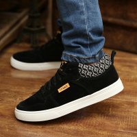 秋冬季反绒透气老北京布鞋男款运动休闲鞋男鞋子韩版潮保暖系带板鞋