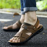 2016夏季男士休闲沙滩鞋罗马鞋皮凉鞋男凉拖鞋镂空新款男鞋韩版懒人鞋