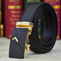 男士真皮皮带 青年真牛皮自动扣男士腰带 男式帅气学院休闲时尚裤带男 韩版时尚男生潮流商务百搭流行皮带 黑