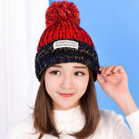韩版针织帽秋冬季亲子加绒保暖毛线帽子女士帽子 红品HONGPIN女式时尚甜美帽子 大人小孩儿童百搭帽子